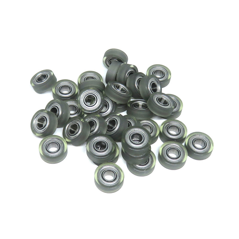 PU68411-4 Polyurethane PU Roller Bearing 4x11x4mm Pulley Sliding Converyor Wheel 11mm Miniature Roller Bearing Soft Rubber Friction Pulley